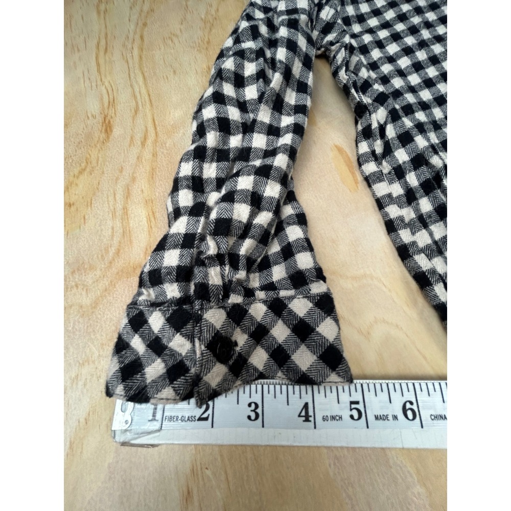 Hester & Orchard Black White Gingham Button Down Shirt Large Plaid Flannel - Picture 10 of 12